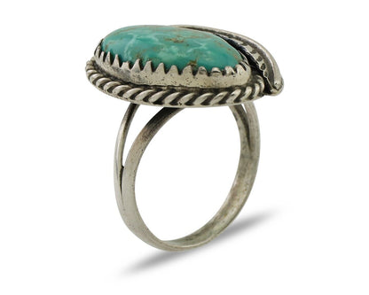 Navajo Ring 925 Silver Green Kingman Turquoise Native American Artist C.80's