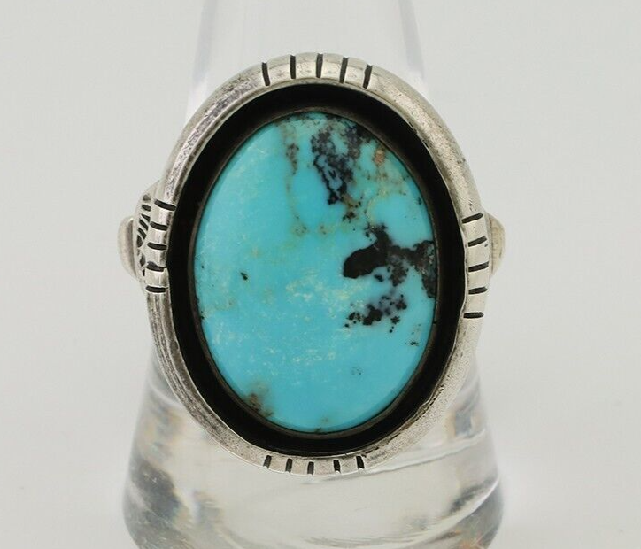 Navajo Ring 925 Silver Arizona Turquoise Signed M Montoya C.80's