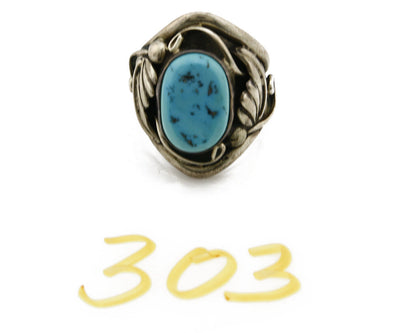 Men's Navajo Ring .925 Silver Natural Turquoise Handmade C.80's Signed CP