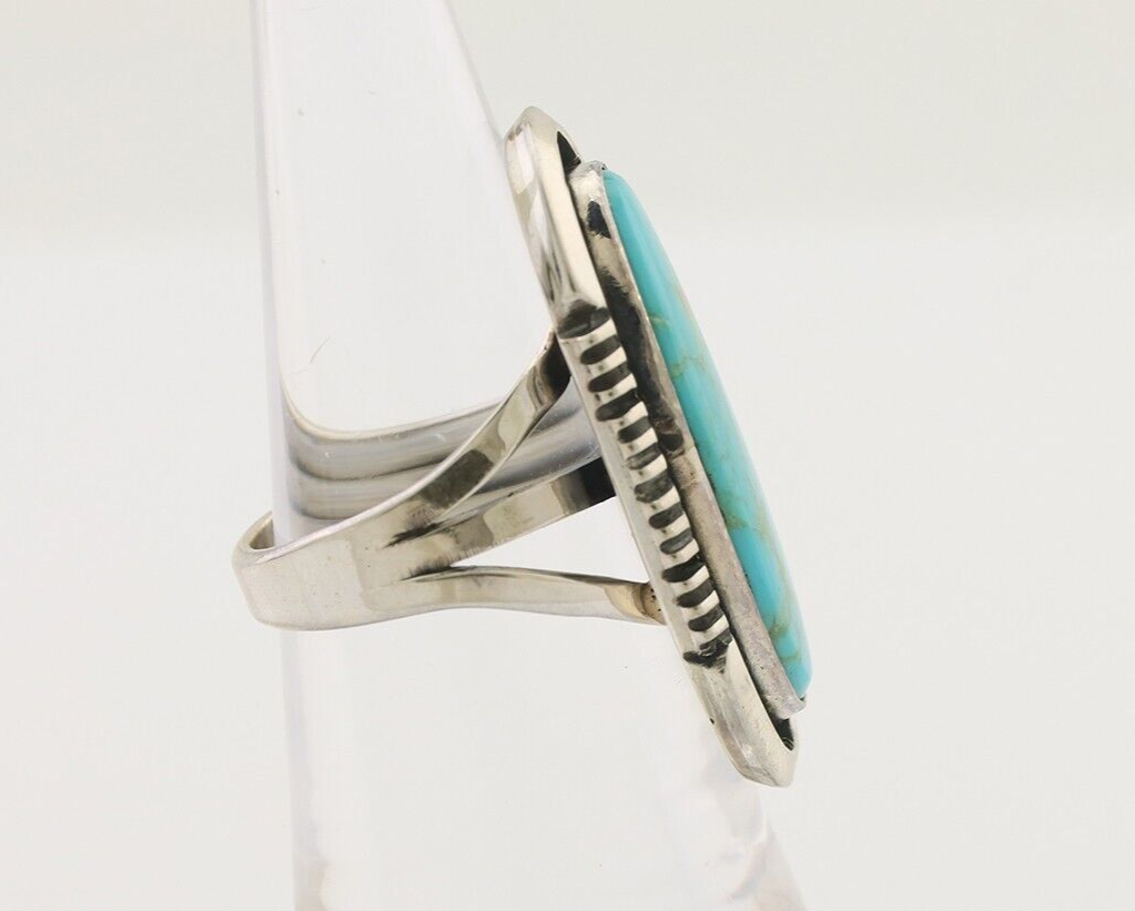 Navajo Ring 925 Silver Blue Turquoise Artist Signed William Denetdale C.80's