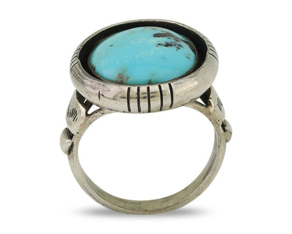 Navajo Ring 925 Silver Arizona Turquoise Signed M Montoya C.80's