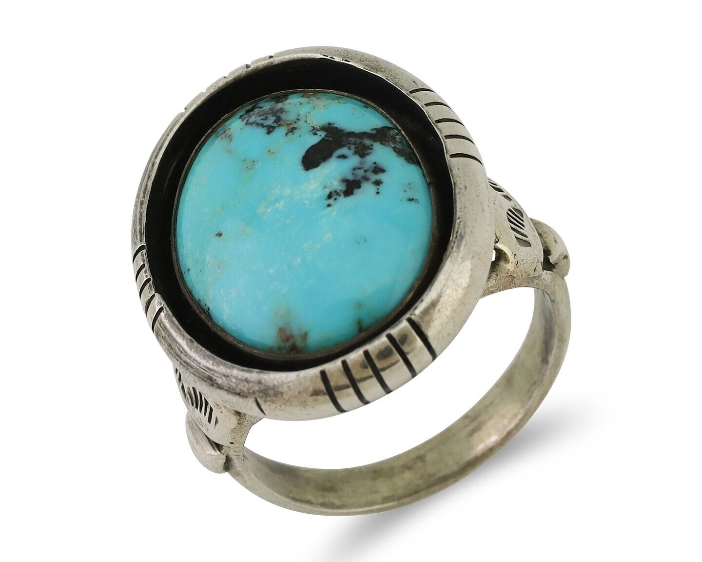 Navajo Ring 925 Silver Arizona Turquoise Signed M Montoya C.80's