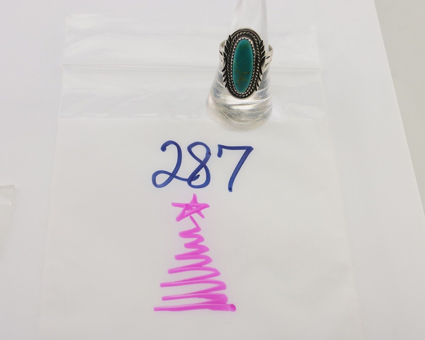 Navajo Ring 925 Silver Blue Turquoise Native Artist Signed M Begay C.80's