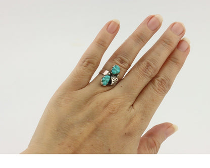 Zuni Handmade Ring .925 Silver Kingman Turquoise Native Artist C.80's