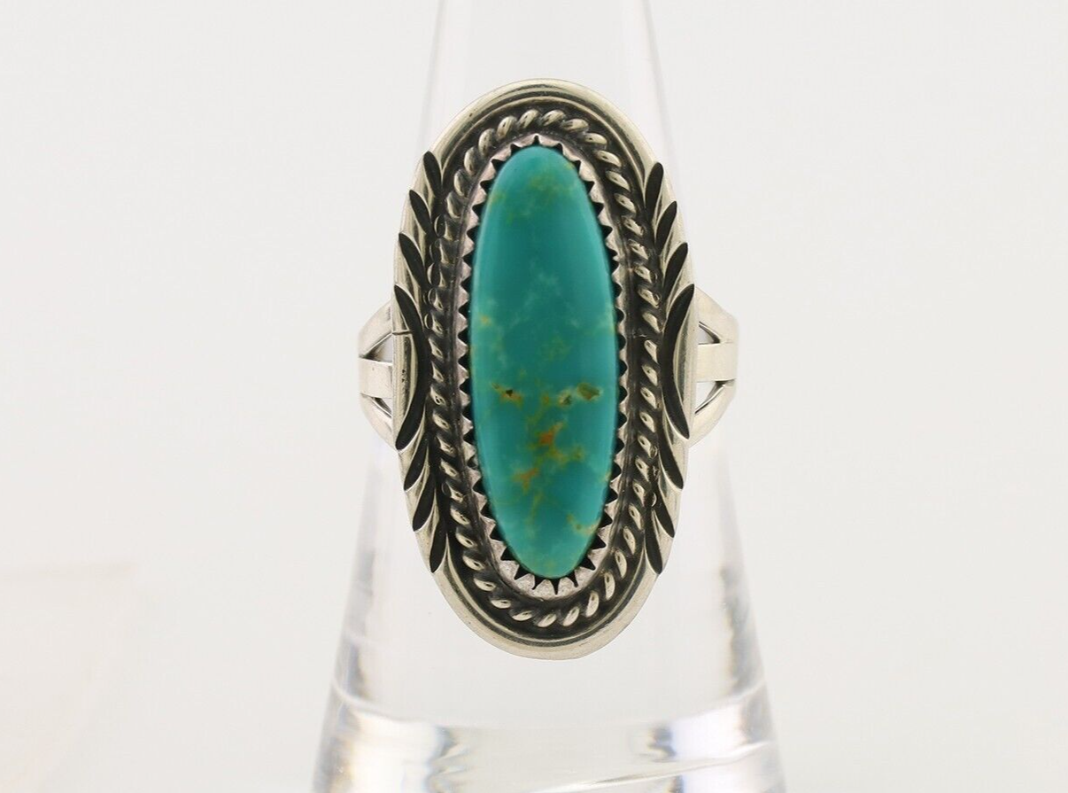 Navajo Ring 925 Silver Blue Turquoise Native Artist Signed M Begay C.80's