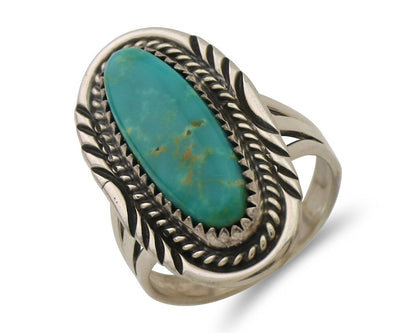 Navajo Ring 925 Silver Blue Turquoise Native Artist Signed M Begay C.80's