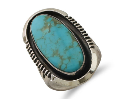 Navajo Ring 925 Silver Blue Turquoise Artist Signed William Denetdale C.80's