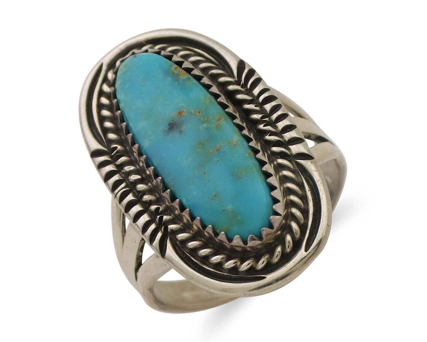 Navajo Ring 925 Silver Blue Turquoise Native Artist Signed M Begay C.80's