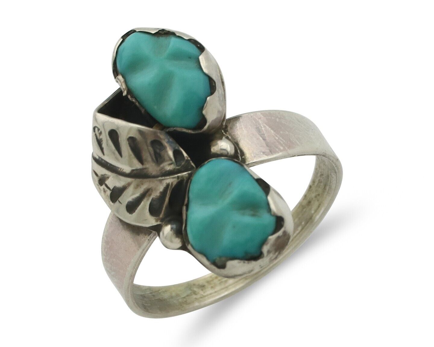 Zuni Handmade Ring .925 Silver Kingman Turquoise Native Artist C.80's