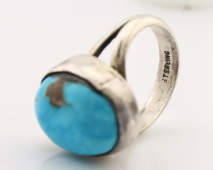 Navajo Ring 925 Silver Blue Gem Turquoise Native American Artist C.80's