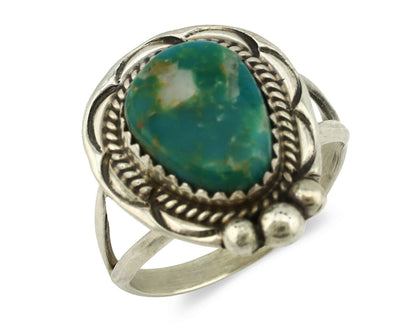 Navajo Ring .925 Silver Green Turquoise Artist Signed A C.1980's