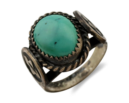 Navajo Ring .925 Silver Kingman Turquoise Artist Signed FA C.80's