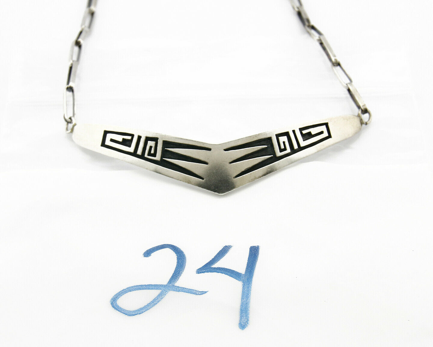 Woman's Navajo Handmade Necklace .925 Silver C.80's 16 in. Long