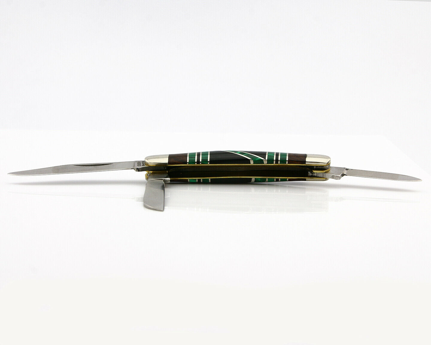 Navajo Pocket Knife Handmade Inlaid Gemstone .925 Silver & SS Circa 80's