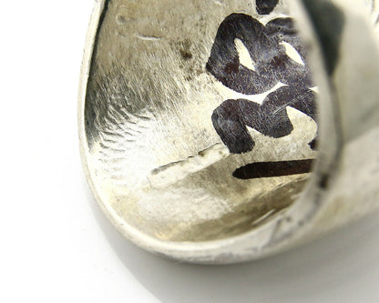 Navajo Ring .925 SOLID Silver Bear Claw Overlay Artist Native American C.80's