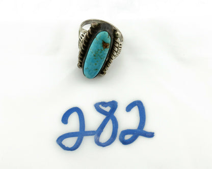 Navajo Ring .925 Silver Blue Turquoise Artist Signed P C.80's