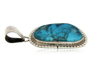 Navajo Pendant .925 Silver Blue Turquoise Signed Artist LTB C.80's