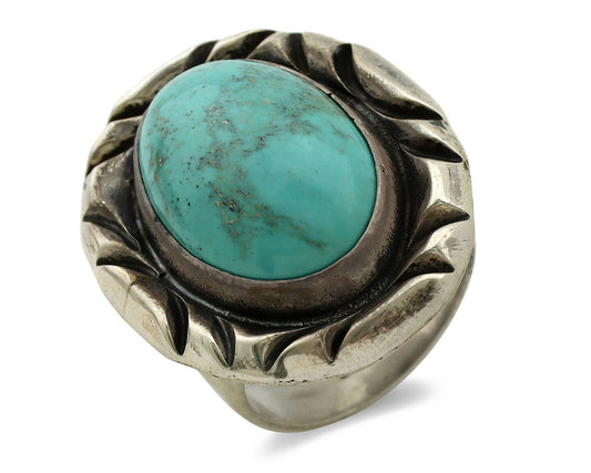 Navajo Ring 925 Silver Turquoise Mountain Artist Signed C Montoya C.80's