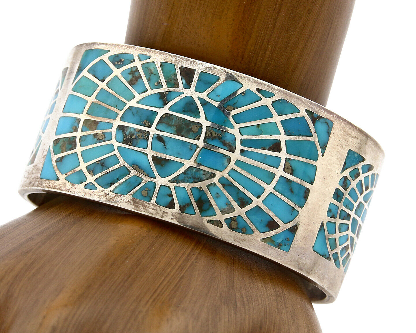 Navajo Bracelet .925 Silver Blue Arizona Turquoise Signed WH C.80's