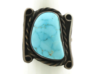 Navajo Ring 925 Silver Blue Spiderweb Turquoise Native American Artist C.80's