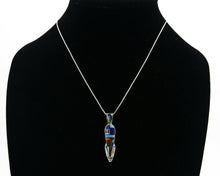 Women's Navajo Necklace .925 Silver Inlaid Natural Gemstone Signed Denni