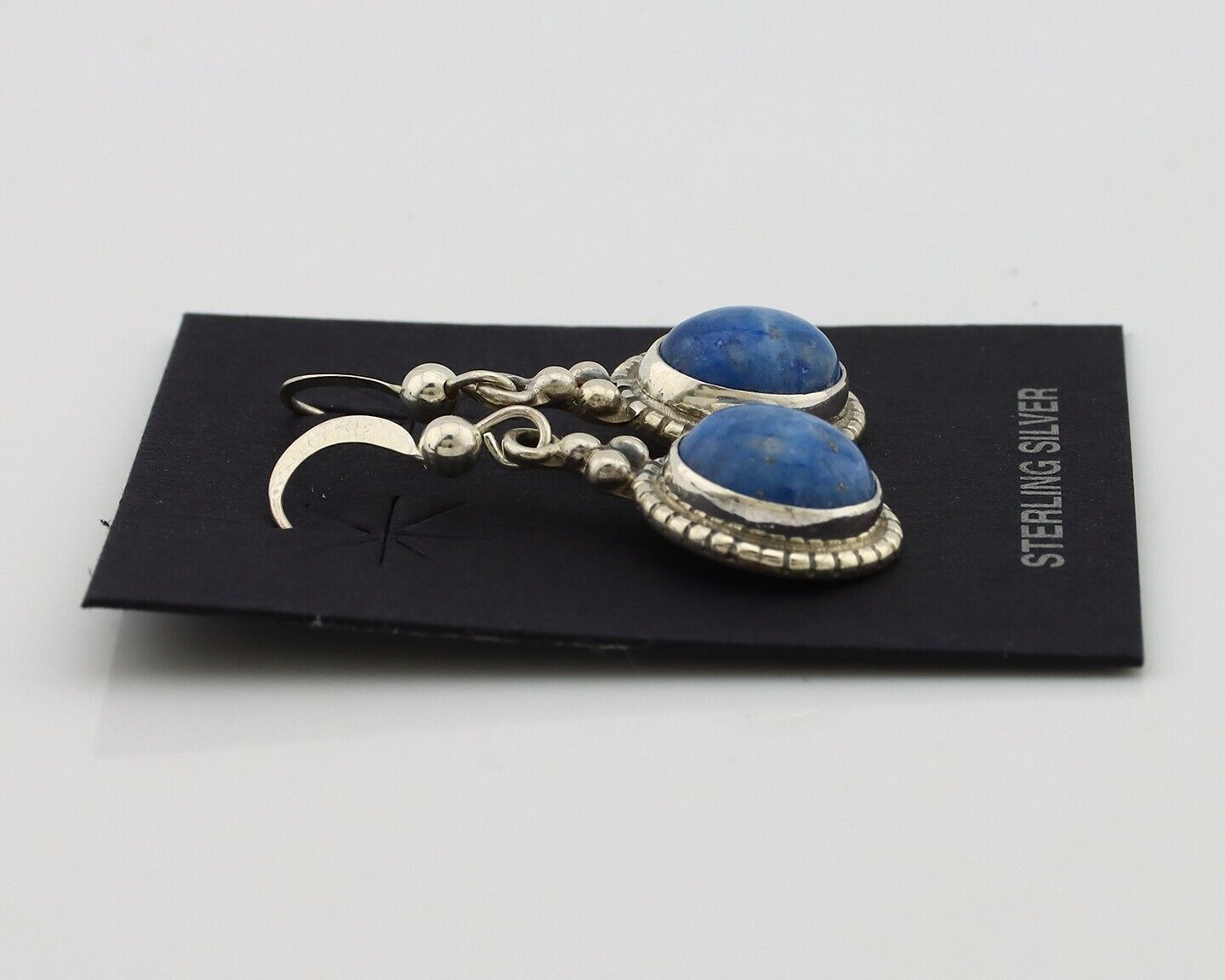 Navajo Earrings 925 Silver Natural Royal Blue Lapis Native American Artist C90s