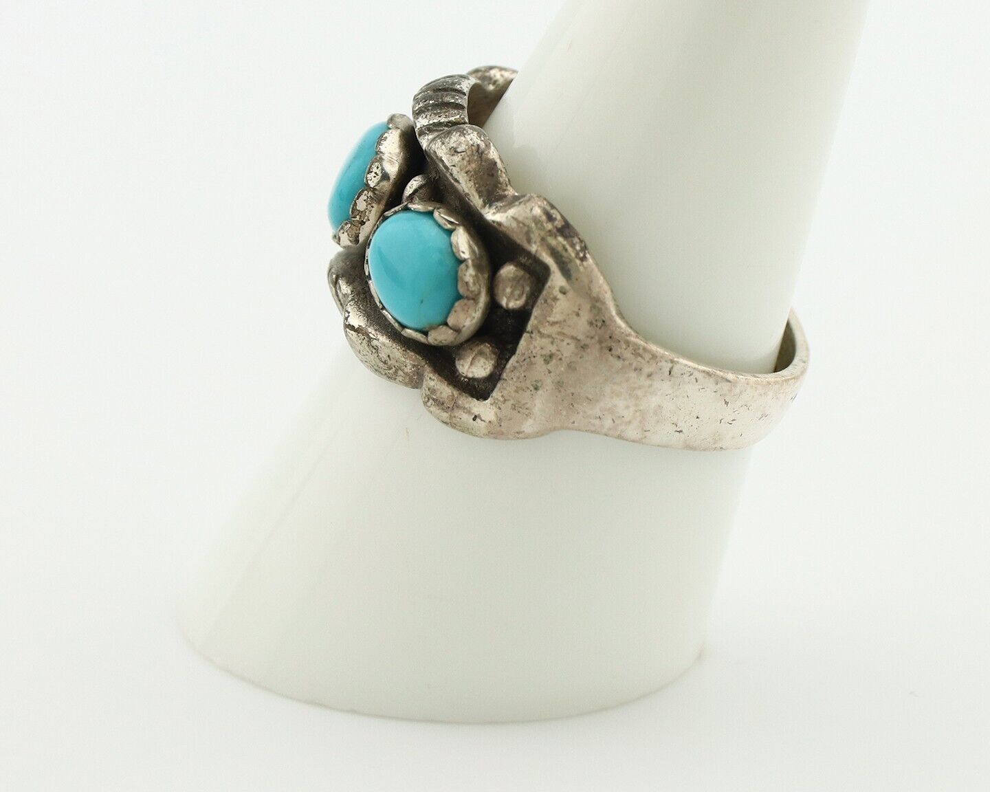 Navajo Ring .925 Silver Natural Blue Turquoise Native American Artist C.80's