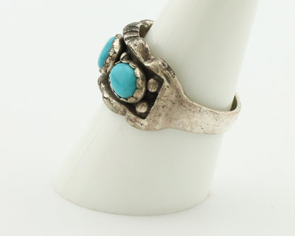 Navajo Ring .925 Silver Natural Blue Turquoise Native American Artist C.80's