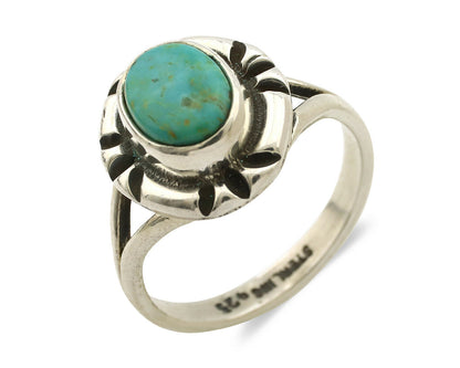 Navajo Ring .925 Silver Kingman Turquoise Artist Signed Gecko C.90's