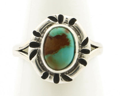 Navajo Ring .925 Silver Kingman Turquoise Artist Signed Gecko C.90's