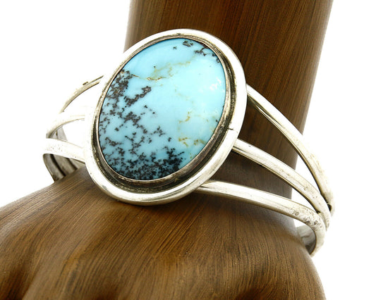 Women's Navajo Bracelet .925 Silver Natural Turquoise Cuff C.90's