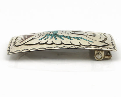 Navajo Belt Buckle 925 Silver Handmade Chip Inlay Artist Signed Begay C.80s