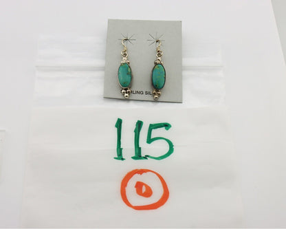 Navajo Earrings 925 Silver Blue Gem Turquoise Native American Artist C.80's