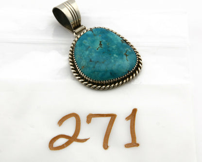 Navajo Pendant Turquoise Mountain .925 Silver Signed LTB C.80's