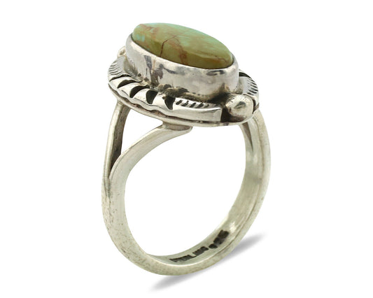 Navajo Ring .925 Silver Kingman Turquoise Artist Signed Gecko C.80's