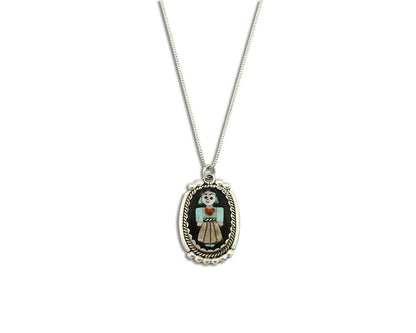 Women's Zuni Pendant .925 Silver Gemstone Handmade Signed John Cly Necklace