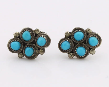 Zuni Earrings 925 Silver Sleeping Beauty Turquoise Native American Artist C.80's