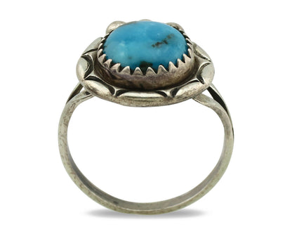 Navajo Ring .925 Silver Blue Turquoise Native American Artist C.1980's