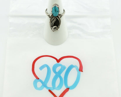 Navajo Ring .925 Silver Natural Morenci Turquoise Artist Signed DT C.80's