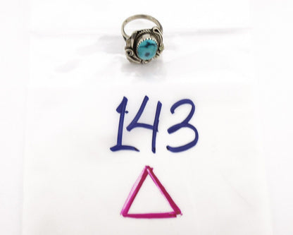 Navajo Ring 925 Silver Sleeping Beauty Turquoise Signed Justin Morris C.80's