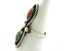 Navajo Ring 925 Silver Turquoise & Bloodstone Native Artist C.1980's