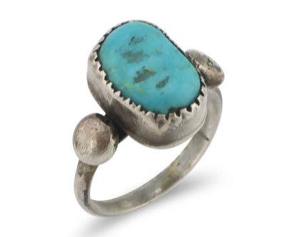 Navajo Handmade Ring 925 Silver Kingman Turquoise Native Artist C.80's