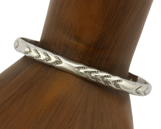 Navajo Bracelet .925 Silver Hand Stamped Arrow Head Artist Montoya C.80's