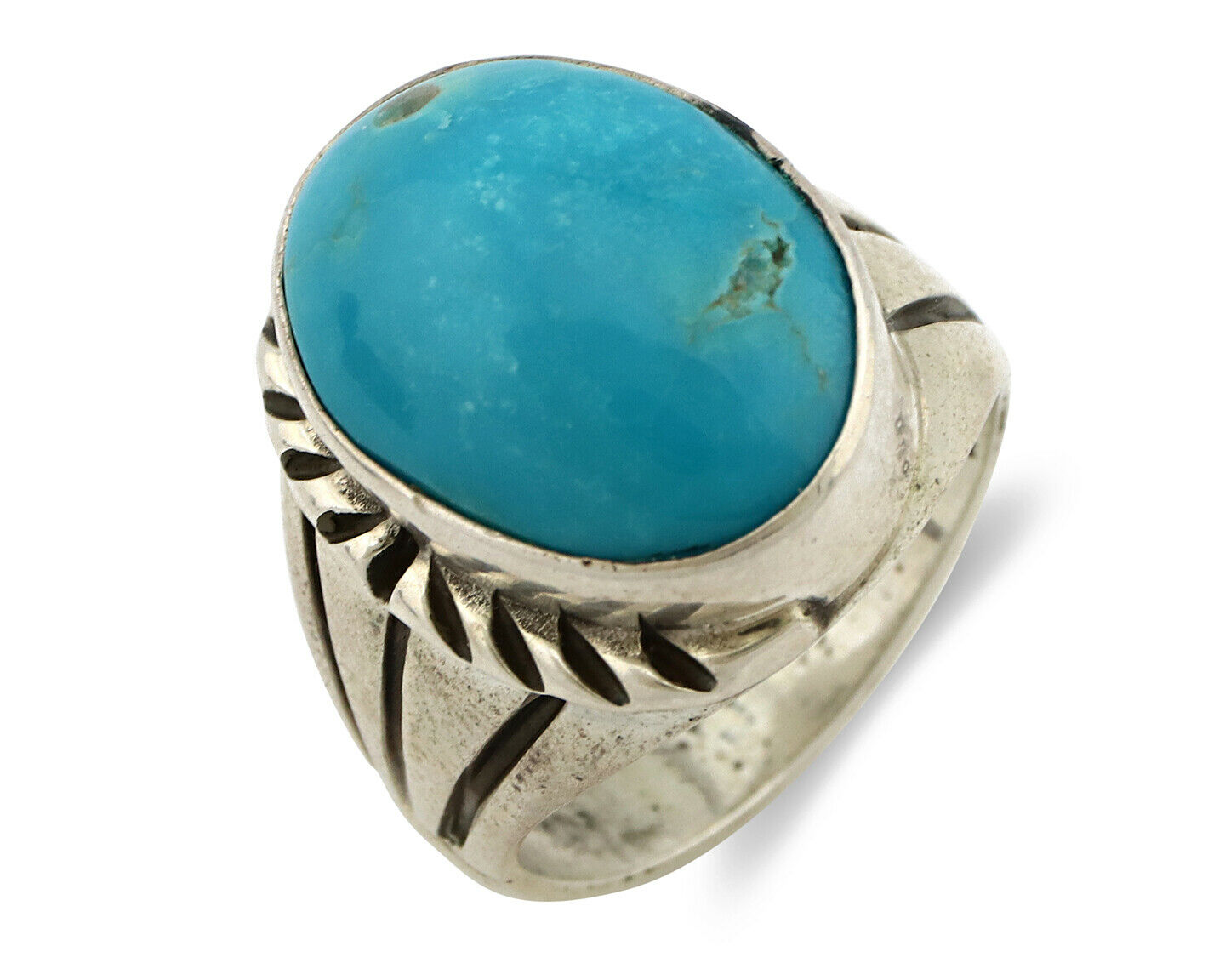 Navajo Ring .925 Silver Morenci Turquoise Native American Artist C.80's