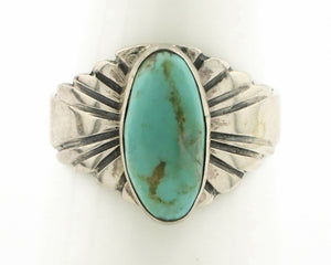 Navajo Ring .925 Silver Kingman Turquoise Artist Signed Apache C.80's