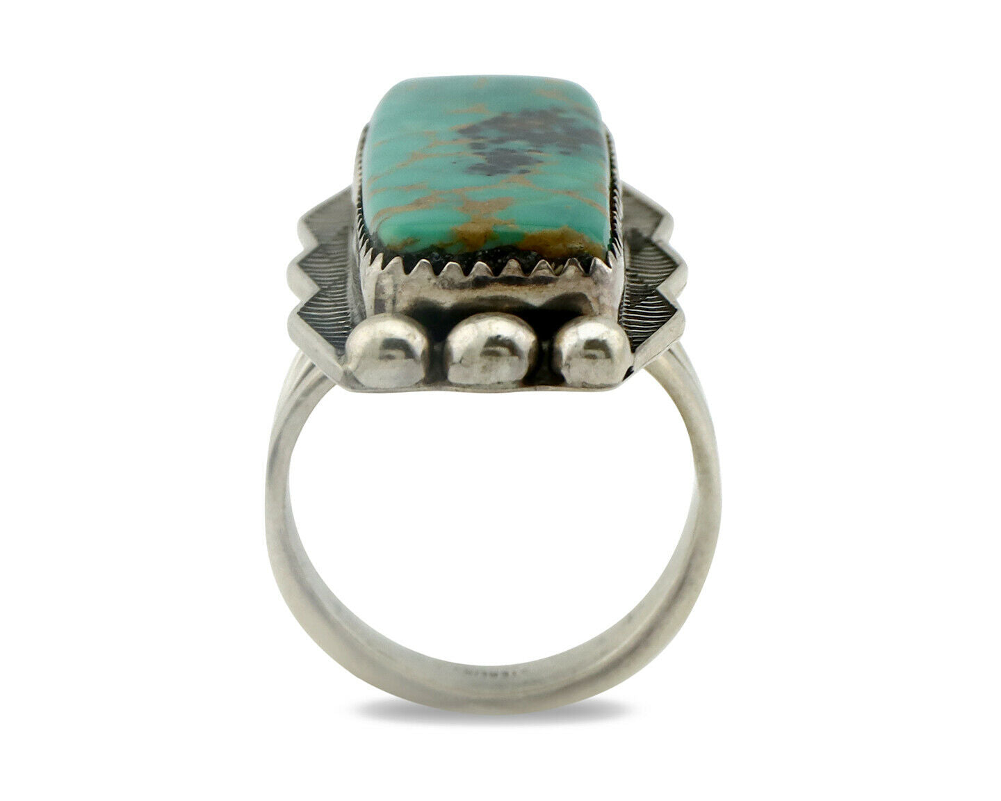 Navajo Ring .925 Silver Natural Aqua Turquoise Signed D C.80's