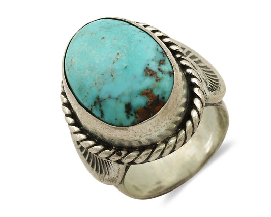 Navajo Ring .925 Silver Kingman Turquoise Artist Signed C Montoya C.80's