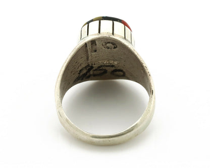Zuni Inlaid Ring .925 Silver Gemstone Artist Donald & Viola Eriacho C.1980's