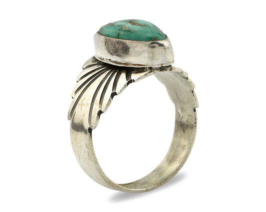 Navajo Ring .925 Silver Royston Turquoise Artist Signed Apache C.80's