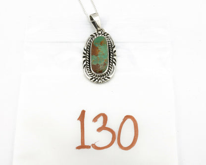 Navajo Kingman Turquoise Pendant .925 Silver Hand Stamped Signed Gecko C.80's